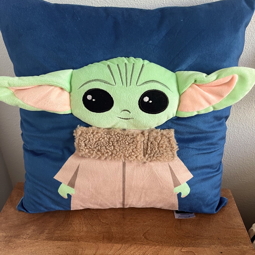 Star Wars Grogu The Mandalorian Pillow Blue 16 X 16